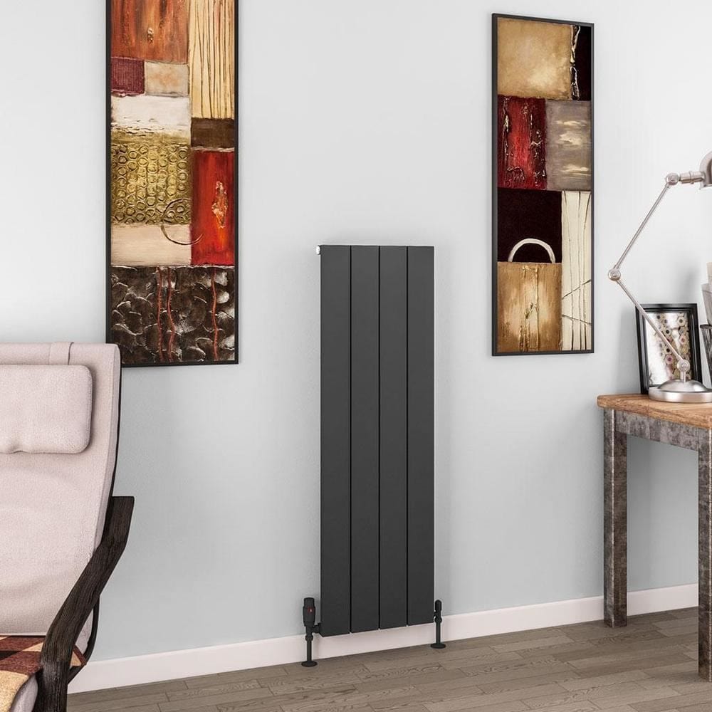 Eastbrook Panel Radiator 1200 x 375 / Central Heating Eastbrook Charlton Vertical Aluminium Designer Radiator in Matt Anthracite