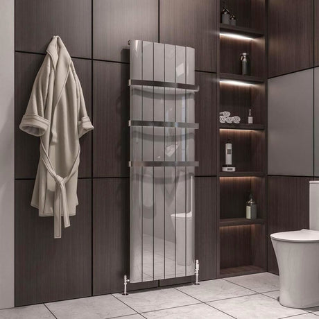 Eastbrook Panel Radiator 1800 x 565 / Dual Fuel Eastbrook Peretti Straight Vertical Aluminium Radiator in Polished Aluminium