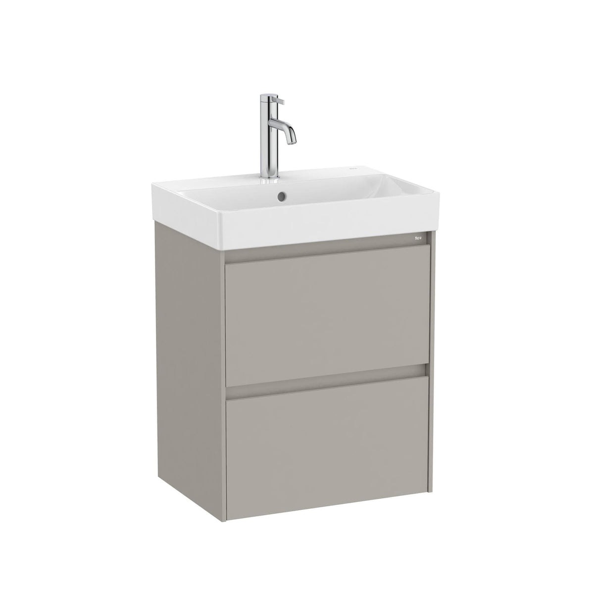 Roca Wall Mounted Vanity Unit Matt Grey Roca Ona 500mm Compact Wall Mounted Two Drawer Vanity Unit with Basin