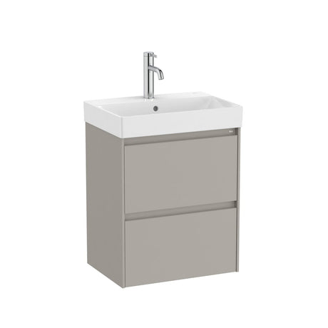 Roca Wall Mounted Vanity Unit Matt Grey Roca Ona 500mm Compact Wall Mounted Two Drawer Vanity Unit with Basin