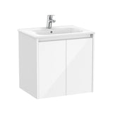Roca Wall Mounted Vanity Unit Gloss White Roca Tenet 600mm Wall Mounted Two Door Vanity Unit with Basin