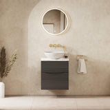 Crosswater Wall Mounted Vanity Unit 500mm / Steelwood / Gold Vein Estatuario Crosswater Glide II Wall Mounted Two Drawer Vanity Unit with Worktop