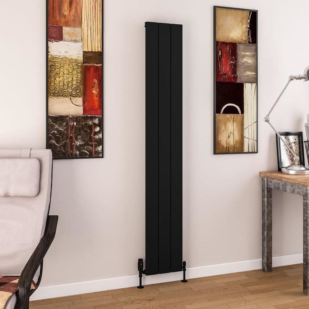 Eastbrook Panel Radiator 1800 x 280 / Central Heating Eastbrook Charlton Vertical Aluminium Designer Radiator in Matt Black
