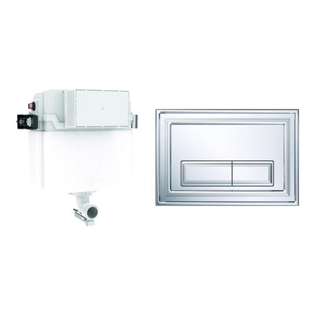 Crosswater Concealed Cistern Belgravia Plate in Chrome Crosswater Dual Flush Concealed Cistern Set with Flush Plate - 414 x 143 x 387mm