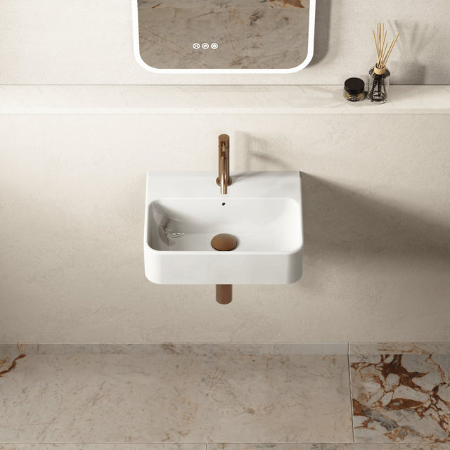 Crosswater Wall Hung Basin Crosswater Navona 450mm Countertop or Wall Mounted Basin with 1 Tap Hole