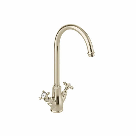 Vado Kitchen Tap Bright Nickel Booth & Co. Axbridge Mono Kitchen Mixer Tap with Cross Handles