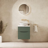 Crosswater Wall Mounted Vanity Unit 500mm / Sage Green / Gold Vein Estatuario Crosswater Glide II Wall Mounted Two Drawer Vanity Unit with Worktop