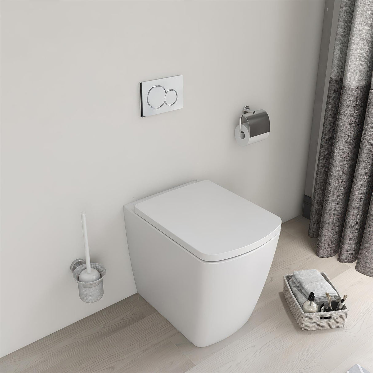Imex Back to Wall Toilet Imex Ravine Rimless Comfort Height Back to Wall Toilet with Soft Close Seat in White