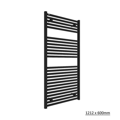 Tissino Ladder Rails 1212 x 600 / Central Heating Tissino Hugo2 Designer Towel Radiator in Matt Black