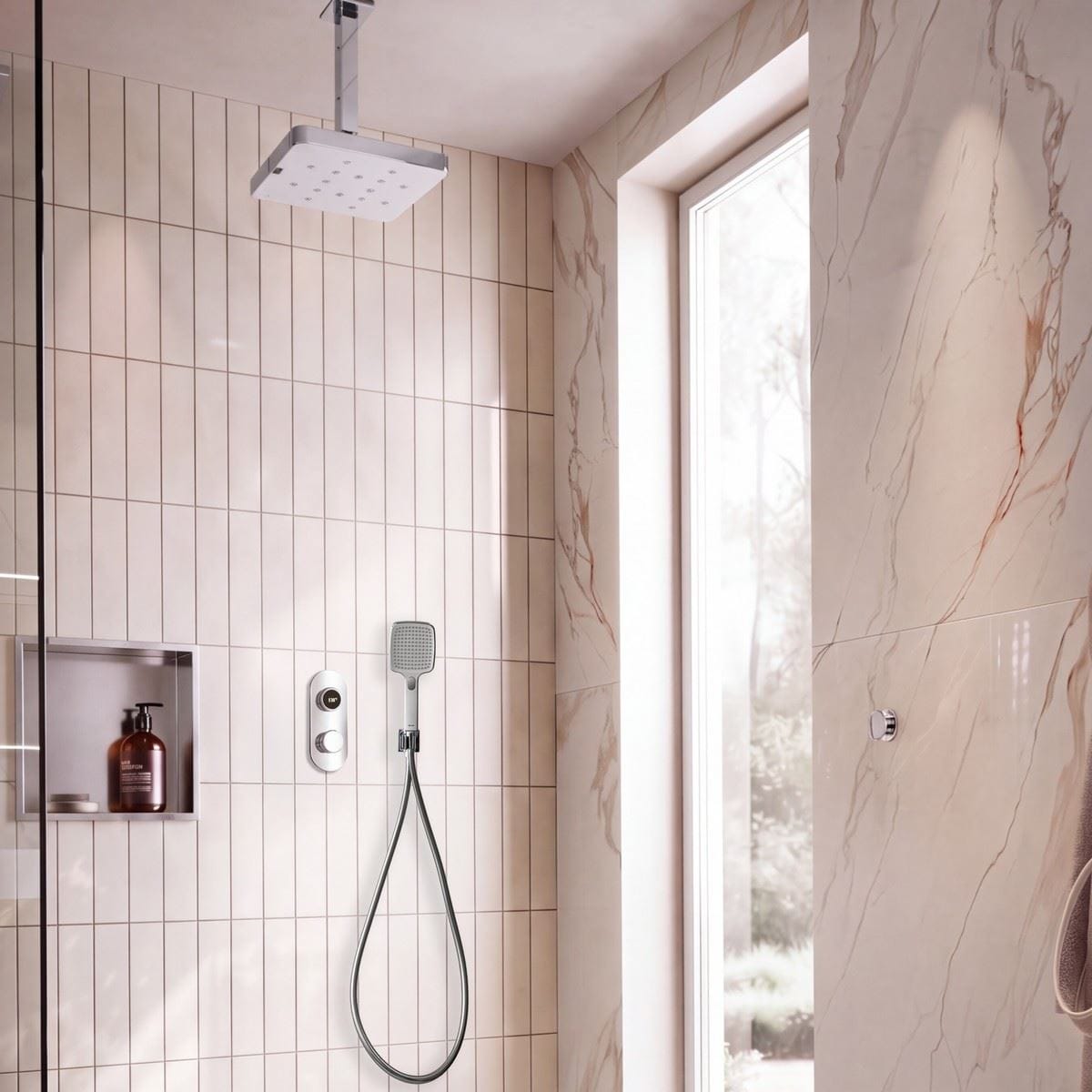 TED Exposed Shower Set Ceiling Mounted TED Togo Oval BubbleSpa® Complete 2 Outlet Digital Shower Kit with Wireless Button