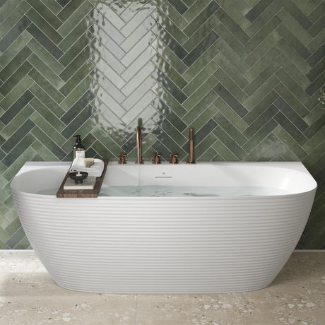 Crosswater Back To Wall Freestanding Bath Matt White Crosswater Auriga Back to Wall Freestanding Bath - 1700 x 800mm