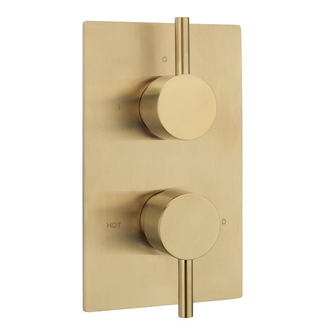 Sagittarius Concealed Shower Valve Brushed Brass Sagittarius Ergo Lever 2 Outlet, 2 Handle Concealed Thermostatic Shower Valve