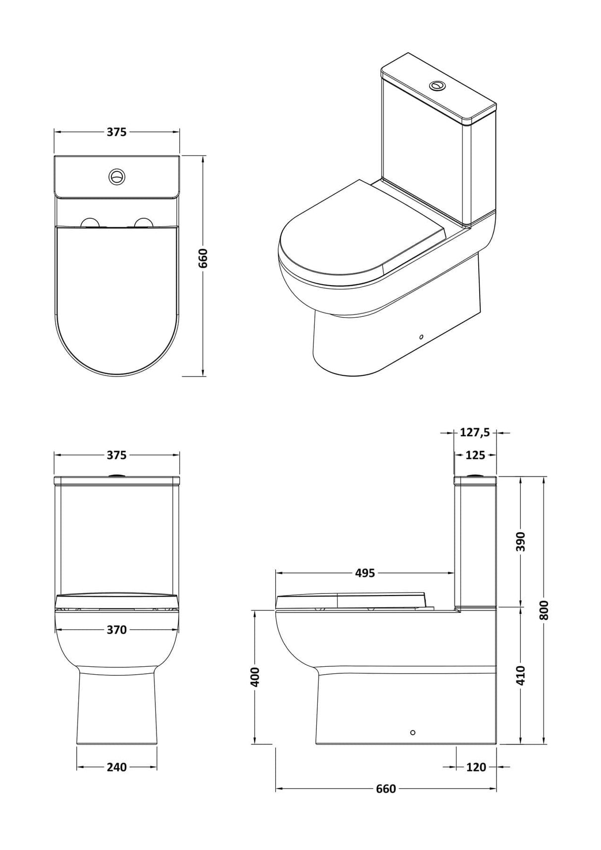 Aquarius Bathrooms Close Coupled Toilet Aquarius Cove Compact Rimless Flush to Wall Close Coupled Toilet with Soft Close Quick Release Seat