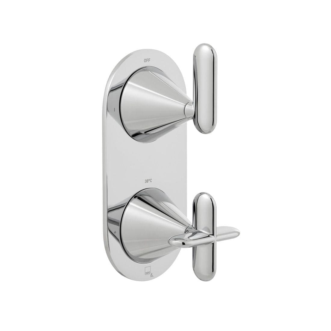 VADO Concealed Shower Valve Vado Tablet Arrondi 2 Outlet, 2 Handle Concealed Thermostatic Shower Valve in Chrome