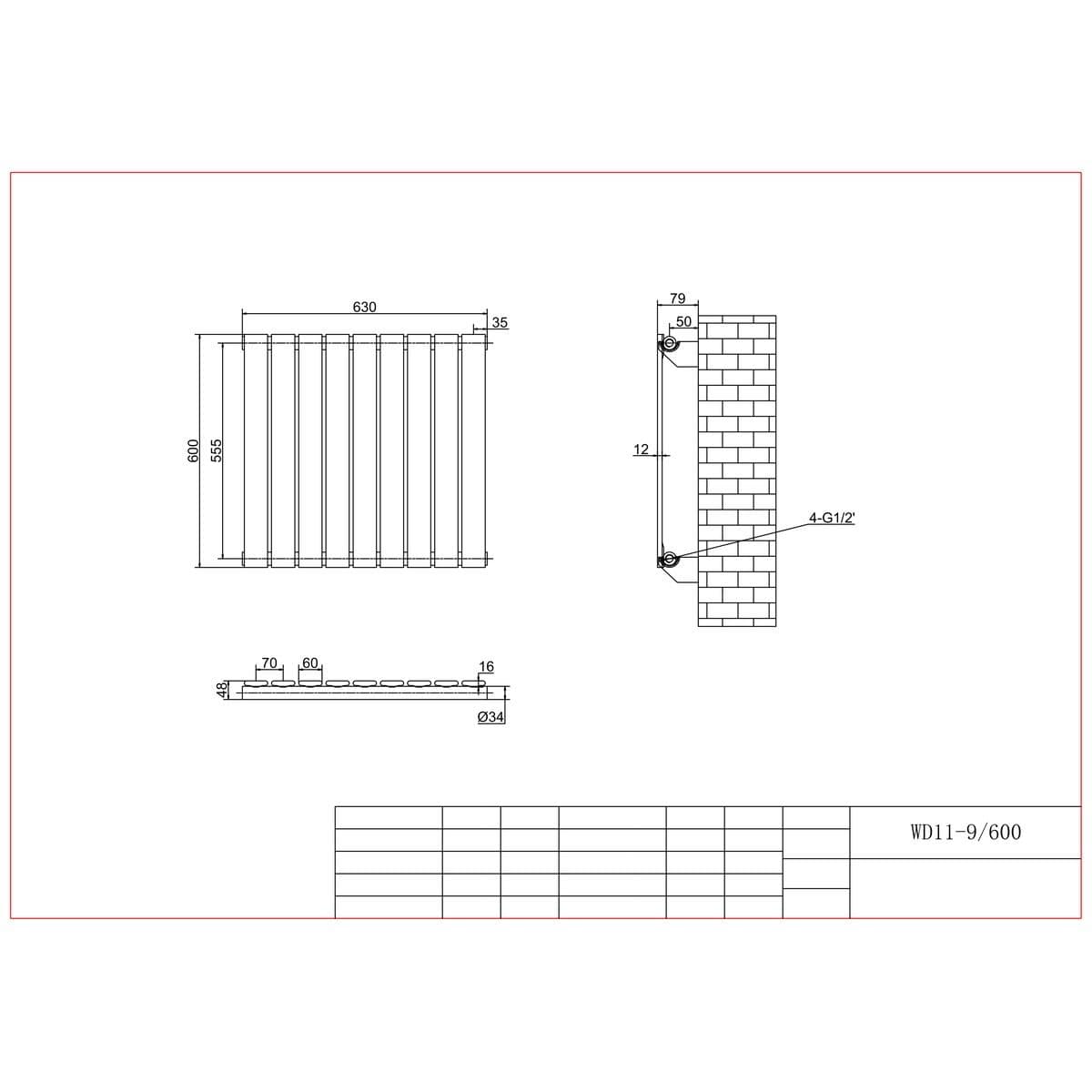 Aquarius Bathrooms Panel Radiator Aquarius Flat Panel Single Horizontal Radiator