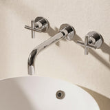 Crosswater Wall Mounted Basin Tap Chrome Crosswater MPRO Crosshead 3 Hole Wall Mounted Basin Mixer Tap