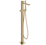 Clearwater Freestanding Bath Filler Brushed Brass Clearwater Varda Floor Standing Bath Shower Mixer with Shower Kit