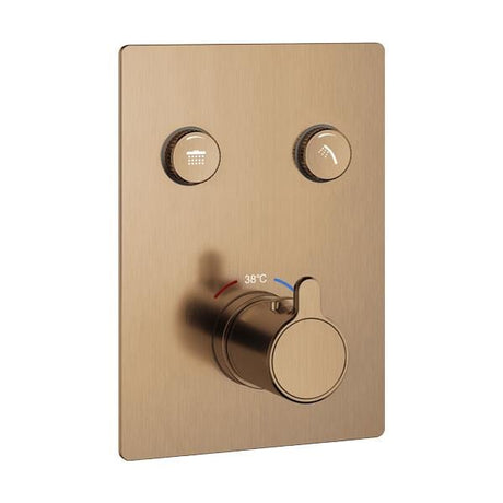 Flova Concealed Shower Valve Brushed Bronze Flova Moonlight Square 2 Outlet GoClick Finishing Set