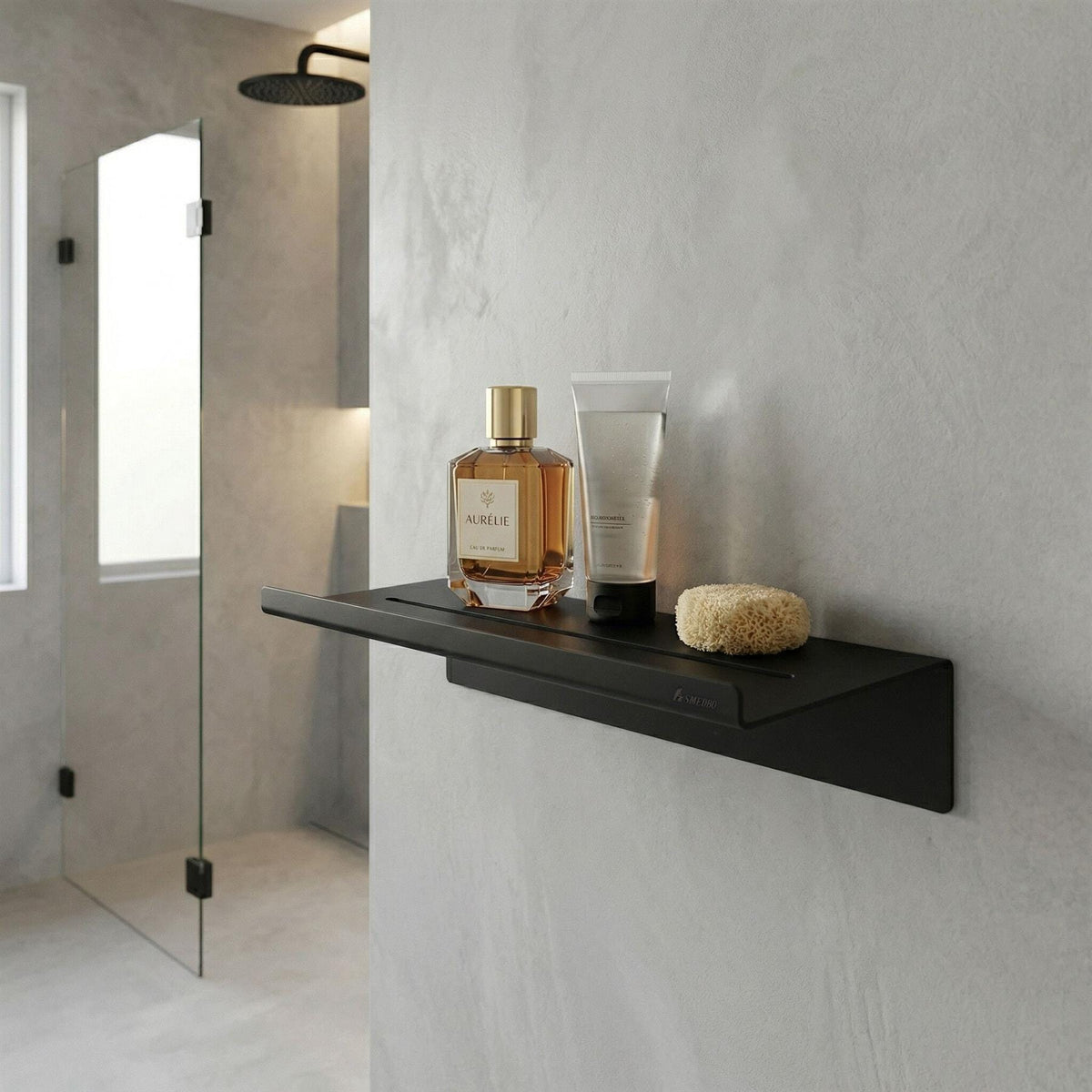 Smedbo Shelf Matt Black Smedbo Sideline Self-Adhesive Shower Shelf
