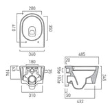 Vado Wall Hung Toilet Vado Cameo Round Rimless Wall Hung Toilet with Slimline Soft Close Seat
