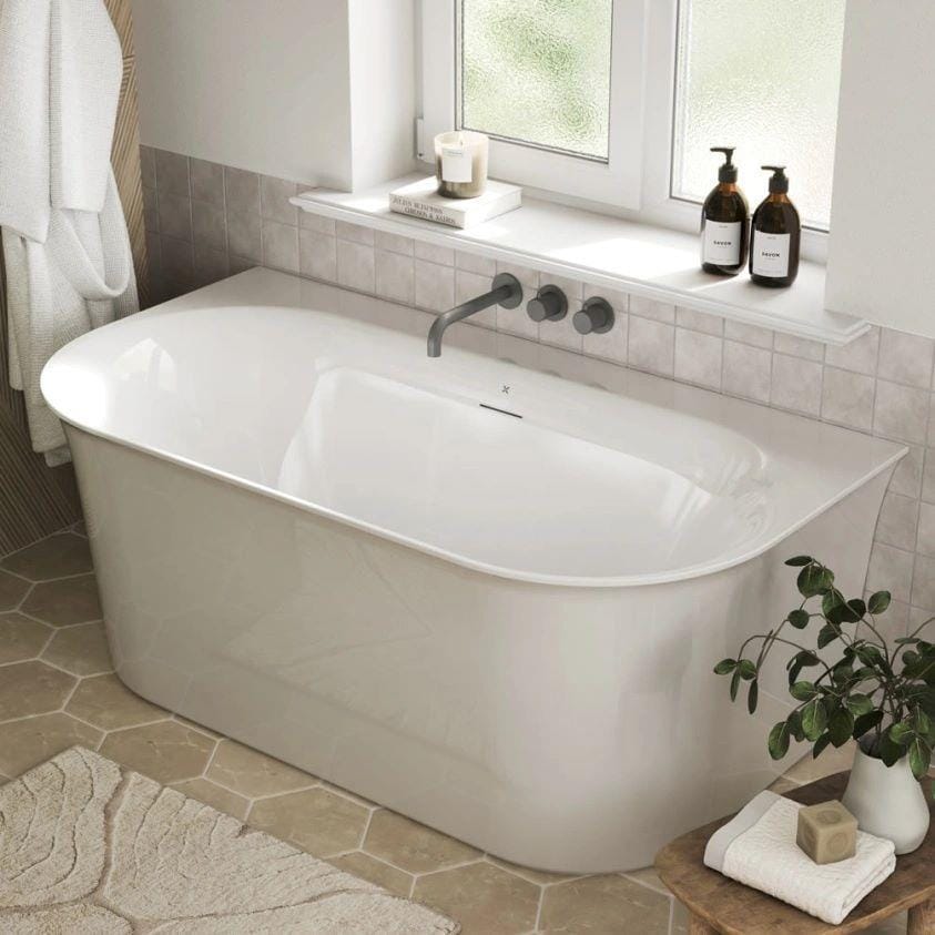 Crosswater Back To Wall Freestanding Bath Crosswater Cursa Back to Wall Freestanding Bath - 1500 x 800mm - Gloss White
