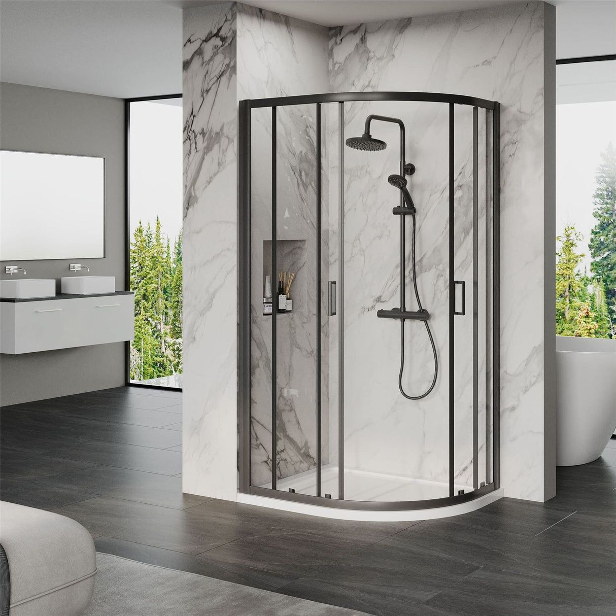 Aquarius Bathrooms Quadrant Shower Enclosure Aquarius Urbano 6mm Quadrant Shower Enclosure 1850mm