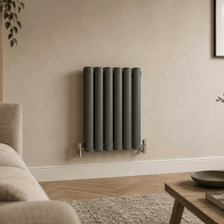Aquarius Bathrooms Column Radiator 600 x360mm Aquarius Athens Single Horizontal Column Radiator in Anthracite