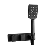 JTP Concealed Shower Valve Matt Black JTP HIX 2 Outlet, 2 Handle Thermostatic Concealed Shower Valve with Shower Handset and Hose