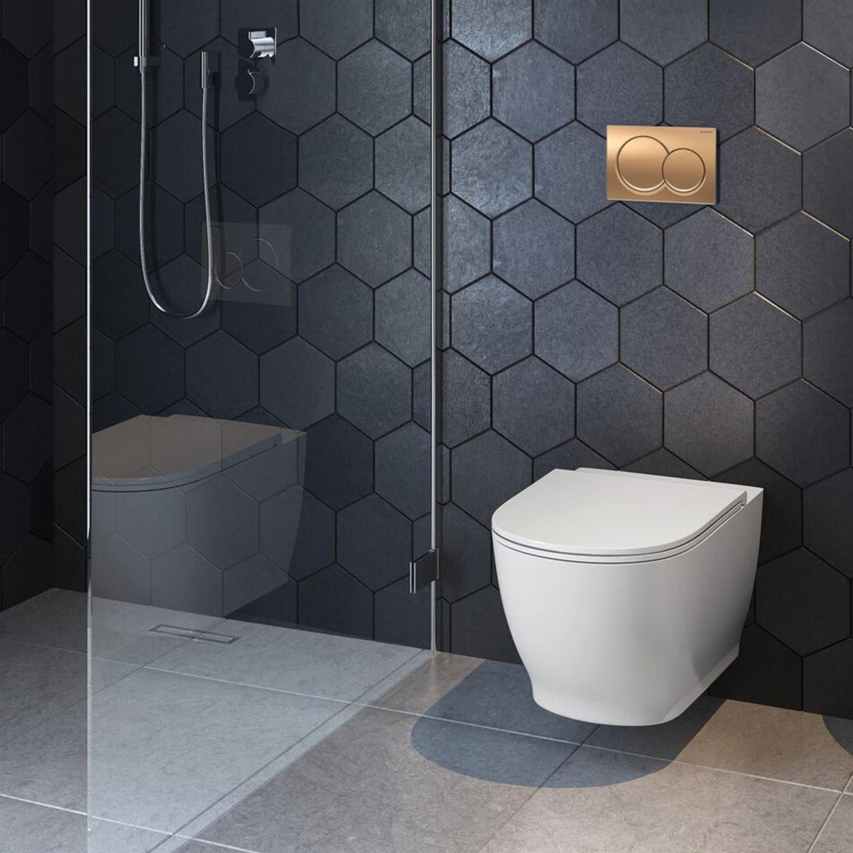 Geberit Flush Plate Red Gold Geberit Alpha Flush Plate with Round Buttons