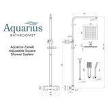 Aquarius Bathrooms Exposed Shower Set Aquarius Zanelli Square Exposed Valve Adjustable Shower Set with Shower Head and Handset in Brushed Bronze