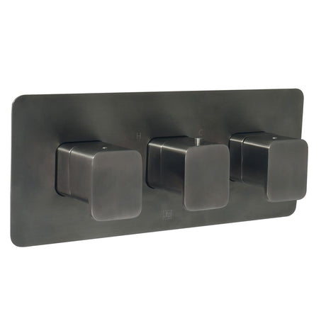 JTP Concealed Shower Valve Brushed Black JTP HIX 2 Outlet, 3 Handle Horizontal Thermostatic Concealed Shower Valve