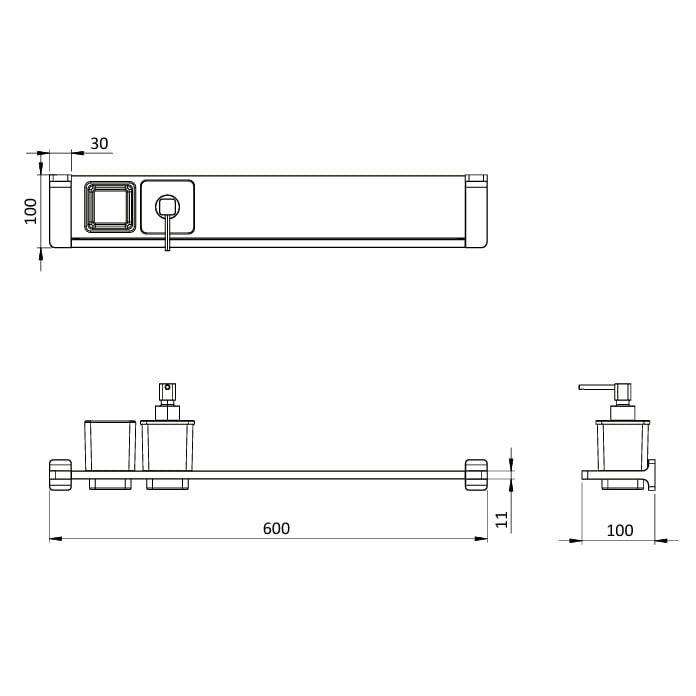 Crosswater Shelf Crosswater Rotar Shelf, Soap Dispenser and Tumbler Holder