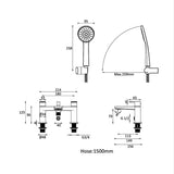 Crosswater 4 Tap Hole Bath Set Crosswater Flow 4 Hole Bath Shower Mixer with Kit in Chrome