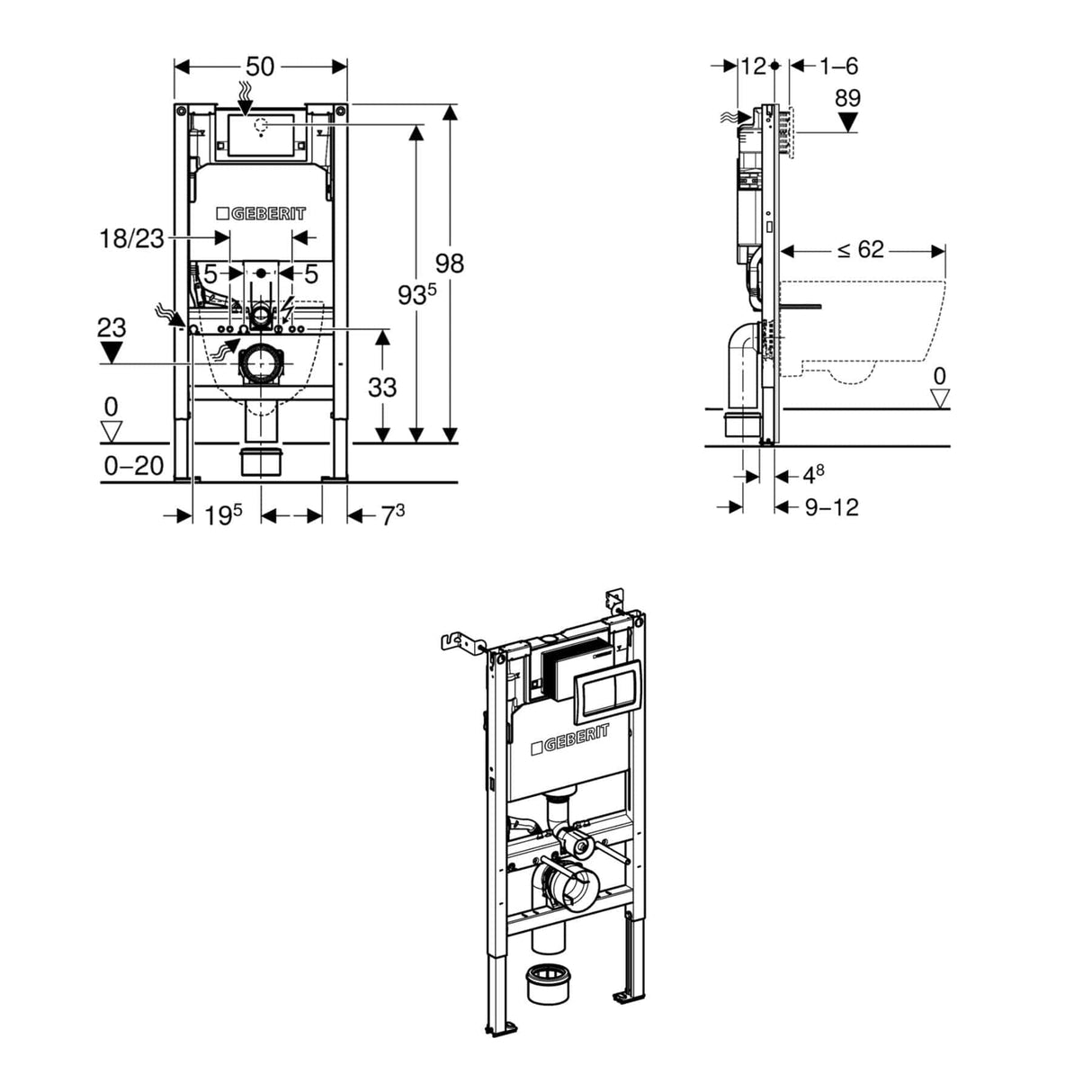 Geberit Concealed Cistern Geberit Duofix Alpha Wall Hung Cistern and Frame 980mm