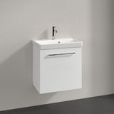 Villeroy & Boch Wall Mounted Vanity Unit Brilliant White with Chrome Handles / Right Side Villeroy & Boch Avento Wall Hung Vanity Unit 530mm One Door with Basin