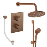 UK Bathroom Store Concealed Shower Set Brushed Bronze / Wall Arm / 200mm Crosswater Crossbox Shower Set 10 - 3 Outlet with Fixed Overhead Shower, Slide Rail Kit and Overflow Bath Filler Waste