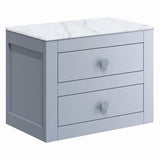 Crosswater Wall Mounted Vanity Unit Storm Grey / 610 x 460mm Crosswater Canvass Vanity Unit with White Carrara Marble Effect Worktop