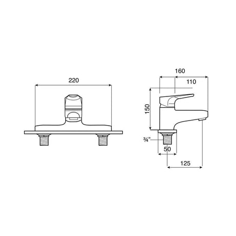 Roca Bath Mixer Roca Atlas Deck Mounted Bath Filler Tap