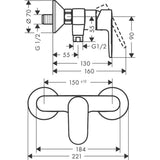 Hansgrohe Exposed Shower Valve Hansgrohe Vernis Blend Exposed 1 Outlet, 1 Handle Shower Valve in Chrome