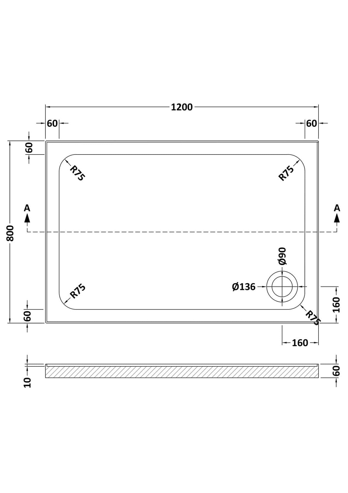 Aquarius Bathrooms Rectangle Shower Tray 1200x800mm Aquarius Urbano Rectangular Stone Resin Shower Tray with 4 Upstands