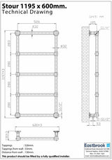 Eastbrook Traditional Towel Rail Eastbrook Stour Vertical Traditional Heated Towel Rail in Anthracite
