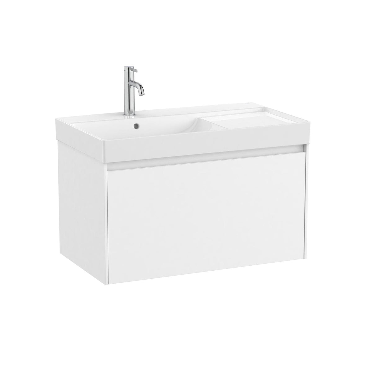 Roca Wall Mounted Vanity Unit Matt White / Left Hand Roca Ona 800mm Wall Mounted One Drawer Vanity Unit with Basin
