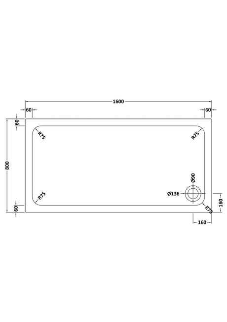 Aquarius Bathrooms Quadrant Shower Tray 1600x800mm Aquarius Urbano 45mm Rectangular Stone Resin Anti Slip Shower Tray