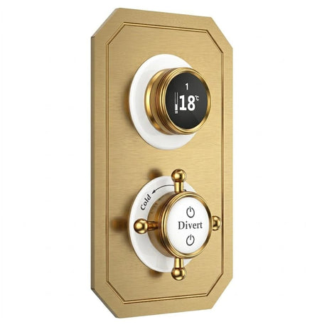 TED Concealed Shower Valve Brushed Brass TED Wyse Traditional 2/3 Outlet Digital Shower Valve with Crosshead Handle