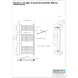 Eastbrook Wendover Straight Heated Towel Rail in Brushed Gunmetal