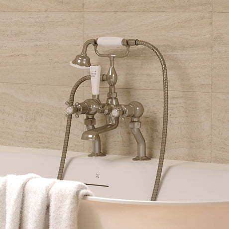 Crosswater Bath Shower Mixer Brushed Nickel Crosswater Belgravia Crosshead Bath Shower Mixer with Shower Kit