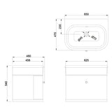 Burlington Wall Mounted Vanity Unit Burlington Chalfont 650mm Wall Mounted Single Drawer Vanity Unit with Basin