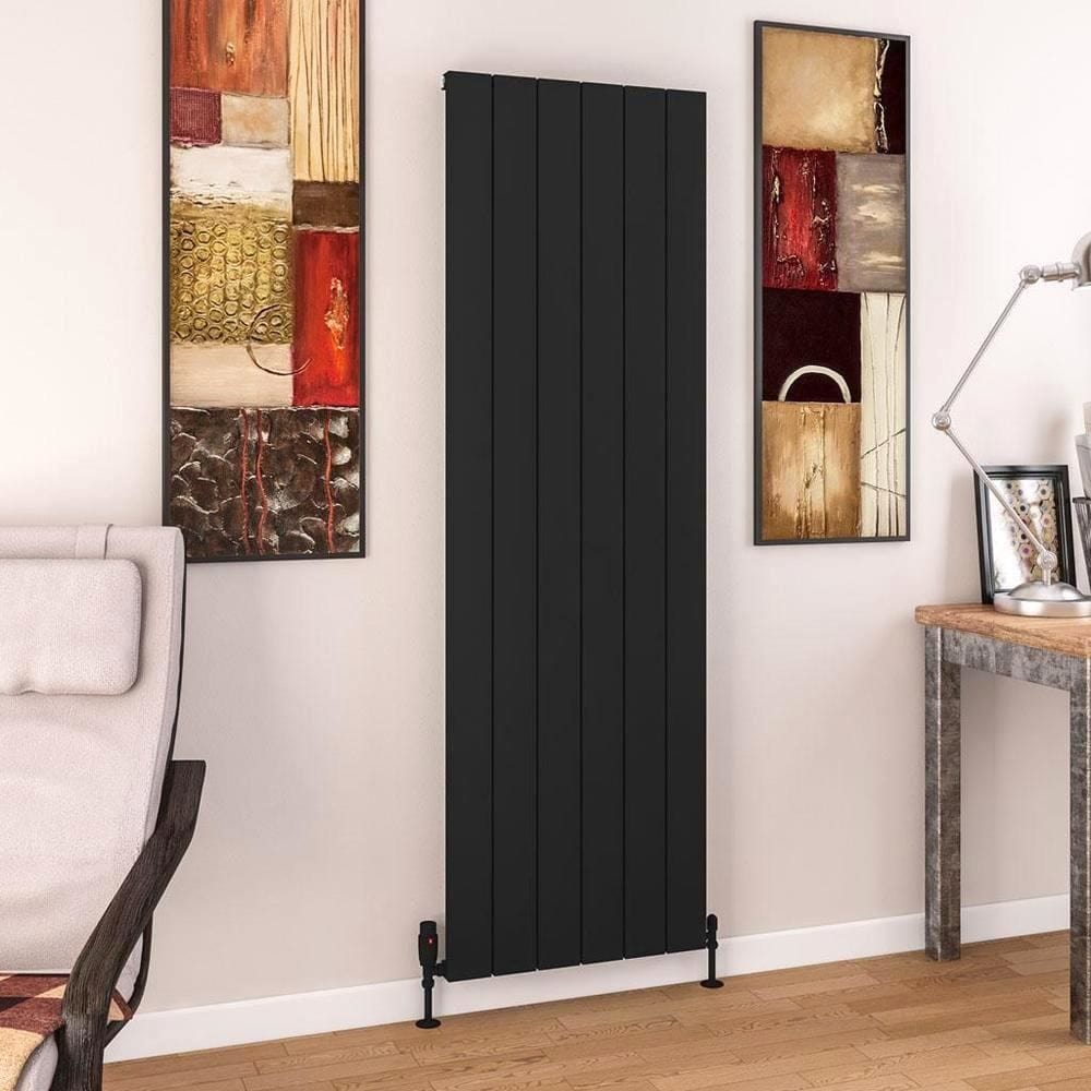 Eastbrook Panel Radiator 1800 x 565 / Dual Fuel Eastbrook Charlton Vertical Aluminium Designer Radiator in Matt Black
