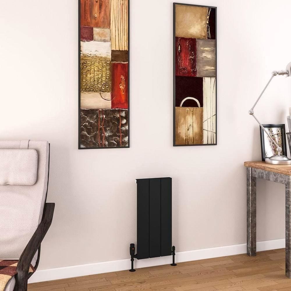Eastbrook Charlton Vertical Aluminium Designer Radiator in Matt Black