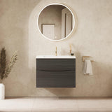 Crosswater Wall Mounted Vanity Unit 700mm / Steelwood Crosswater Glide II Wall Mounted Two Drawer Vanity Unit with Basin